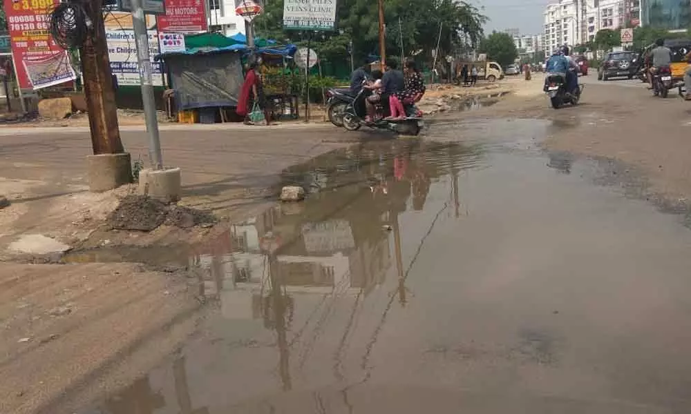 Water stagnation damages roads