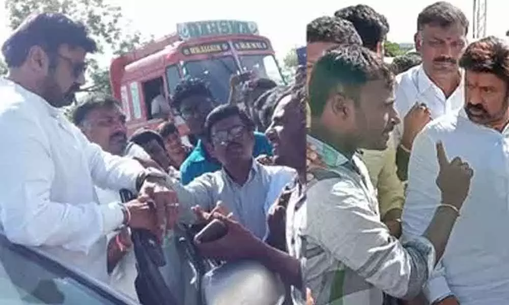 Villagers Blocked Hindupuram MLA Balakrishna and Staged a Protest on Construction of road
