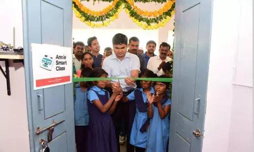Collector Sarfaraz Ahmed inaugurates Braille Smart Classes in a city in Karimnagar