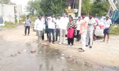 Corporator V Jagdishwar Goud inspects drainage
