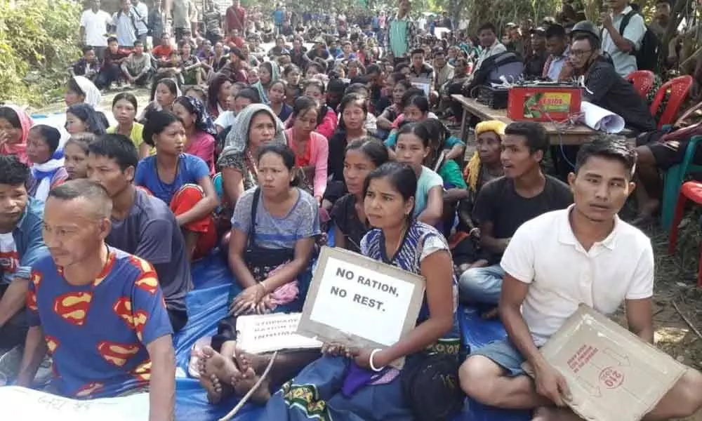 Tribal refugees continue road blockade in Tripura