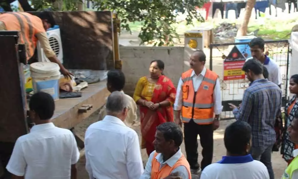 Corporator Cheruku Sangeetha takes part in scrap collection drive