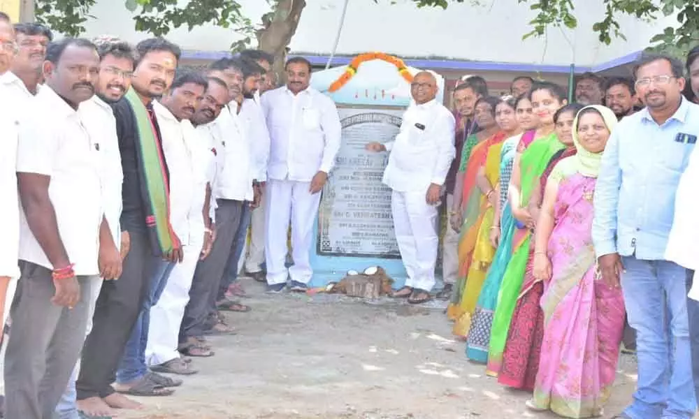 Arekapudi lays stone for several development works