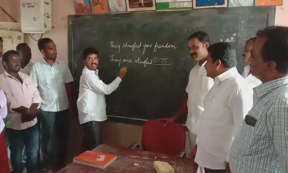 MLA Dr M Anand turns teacher at ZP school