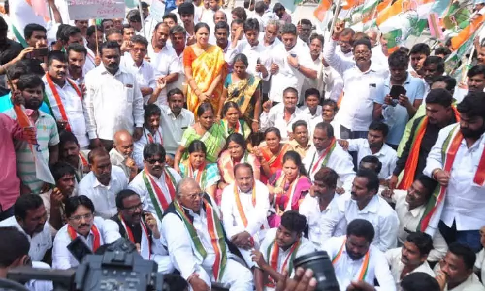 Khammam: Congress flays Central, State governments, their policies