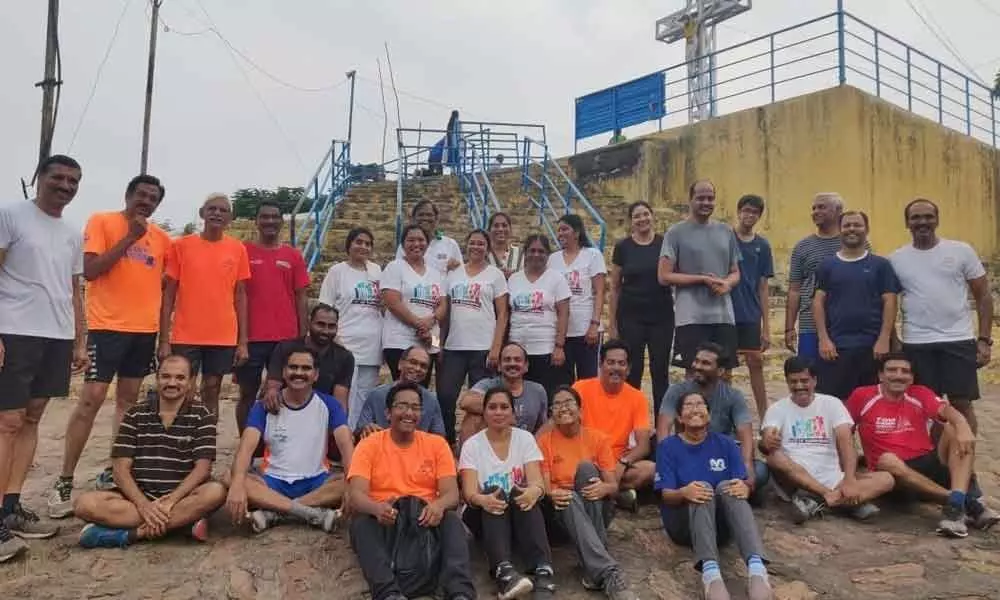 Amaravati runners trek Gunadala Hill in Vijayawada