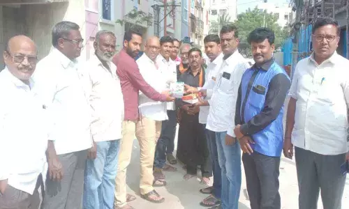 Corporator Dodla Venkatesh Goud inspects CC roads