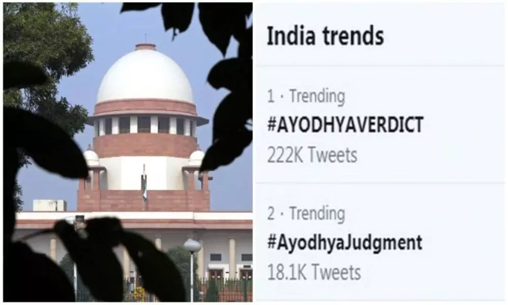 AyodhyaVerdict trends number one worldwide on judgment day