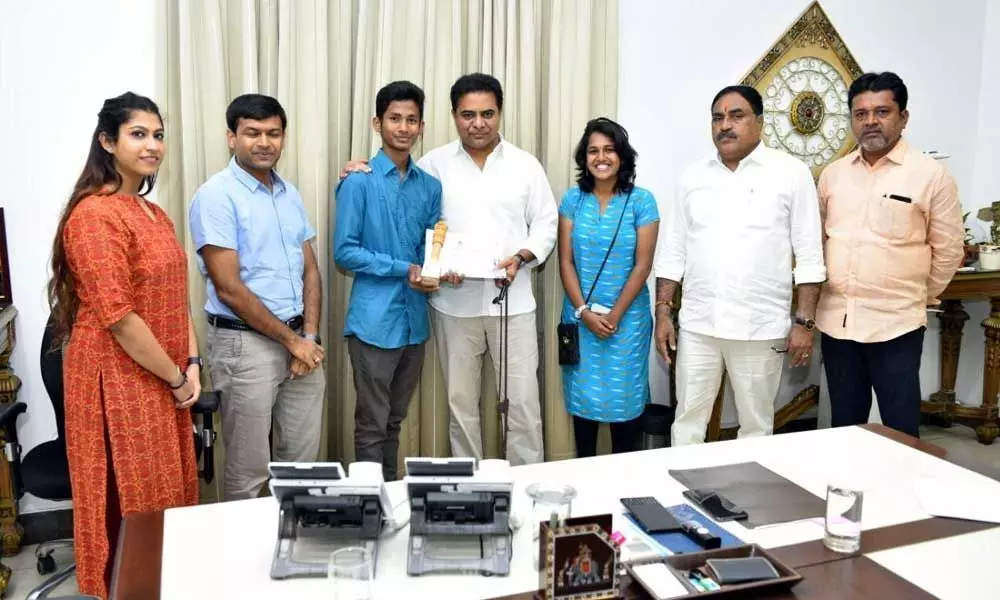 Minister KTR appreciates young innovator Ashok, assures help