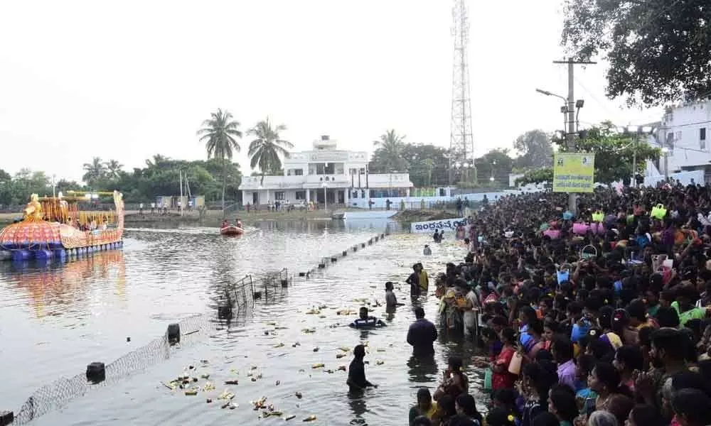 Devotees throng Arasavalli to witness float festival in Srikakulam