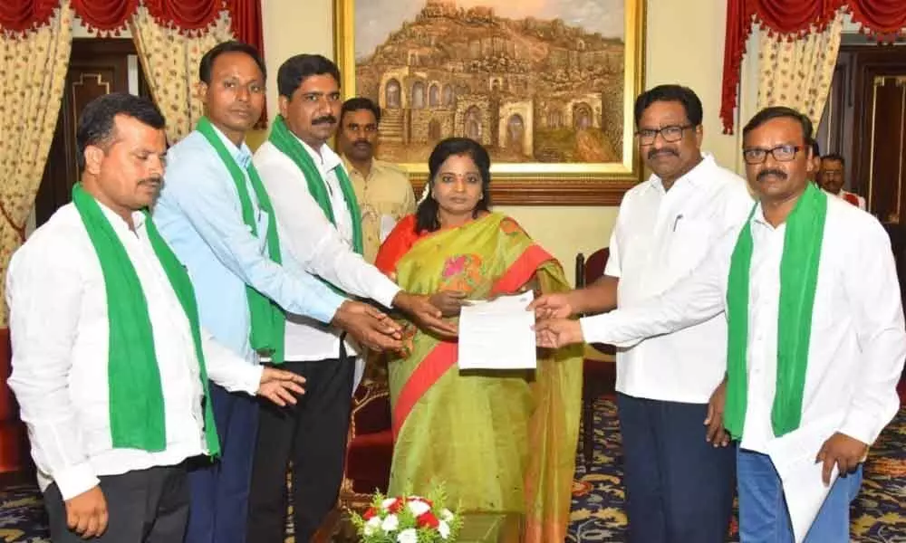 TGS members call on Governor, urge to solve Podu lands issue in Khammam