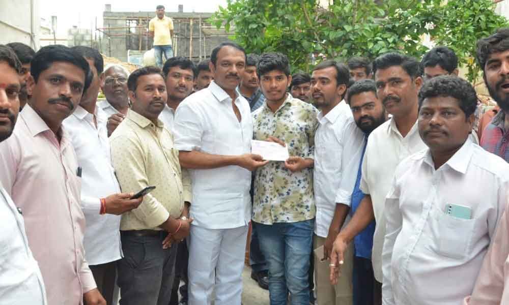 MLA Devireddy Sudheer Reddy hands over CMRF cheque