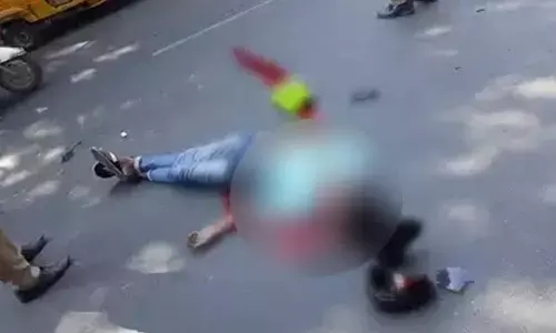 A young man died as his bike hits RTC bus in Hyderabad