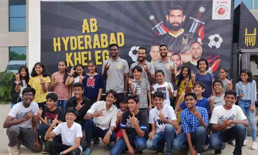 Hyderabad FC team celebrates Childrens Day