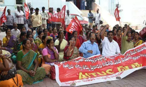 Protests by ESI hospital outsourcing workers