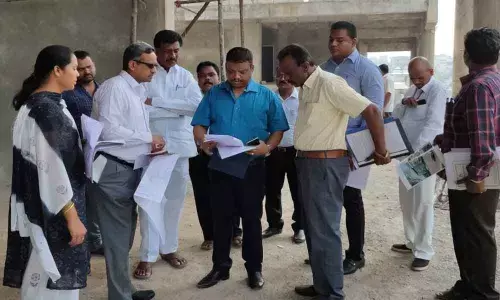 Officials inspect works on Banjara Bhavan