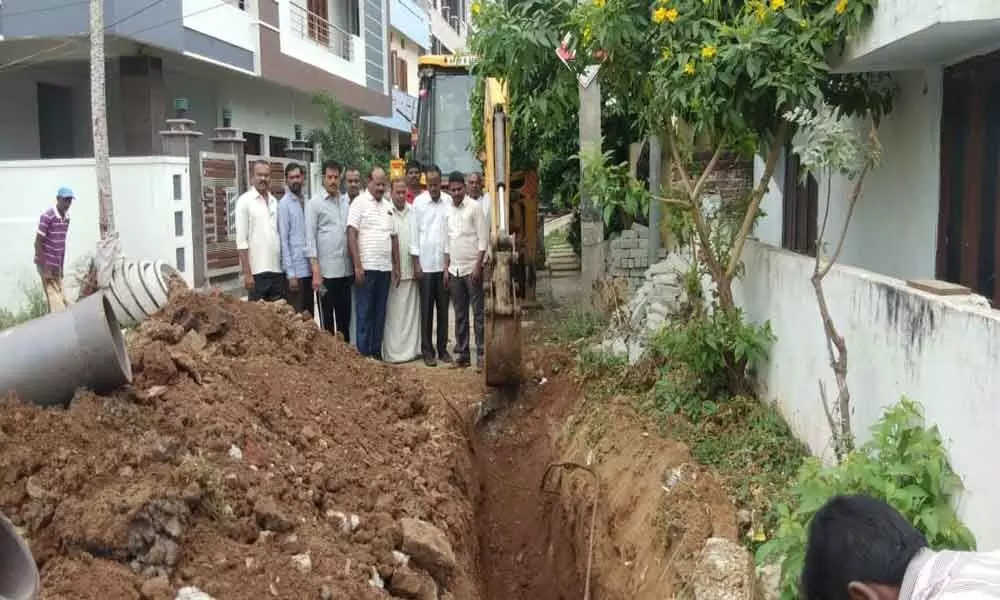 Underground drainage works begin in Shiva Sai Nagar