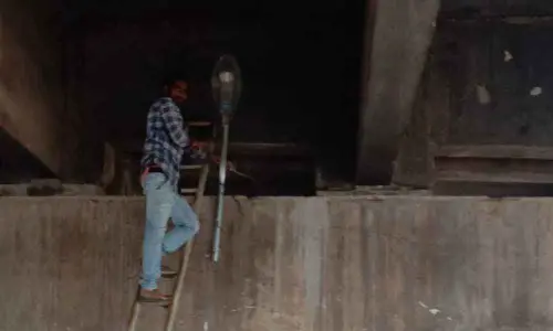 Hafeezpet underpass illuminated