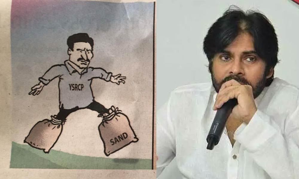 Pawan Kalyan tweets CM YS Jagan cartoon pic with sandbags tied to his legs