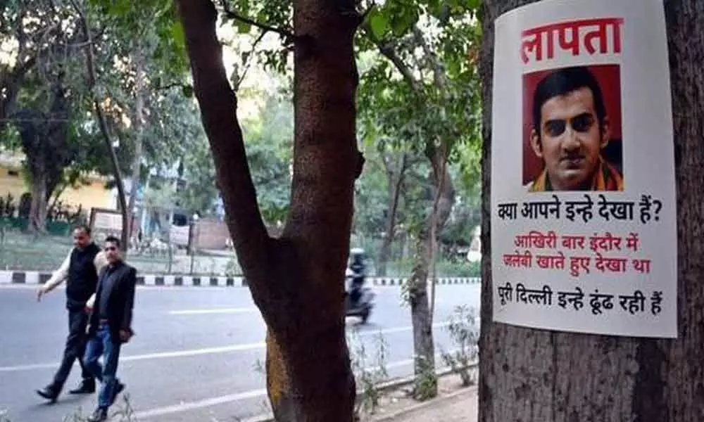 Missing posters surface in Delhi after Gambhir skips pollution meet