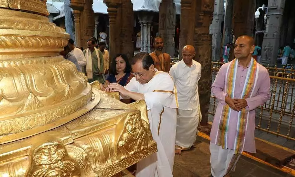 CJI Ranjan Gogoi worships Lord Balaji in Tirumala