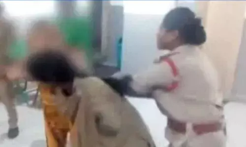 Woman attack cops in Hyderabad