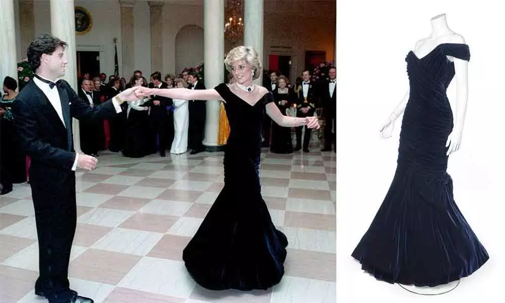 Princess Dianas iconic blue velvet gown which she wore to  dance with John Travolta at White House goes on Sale