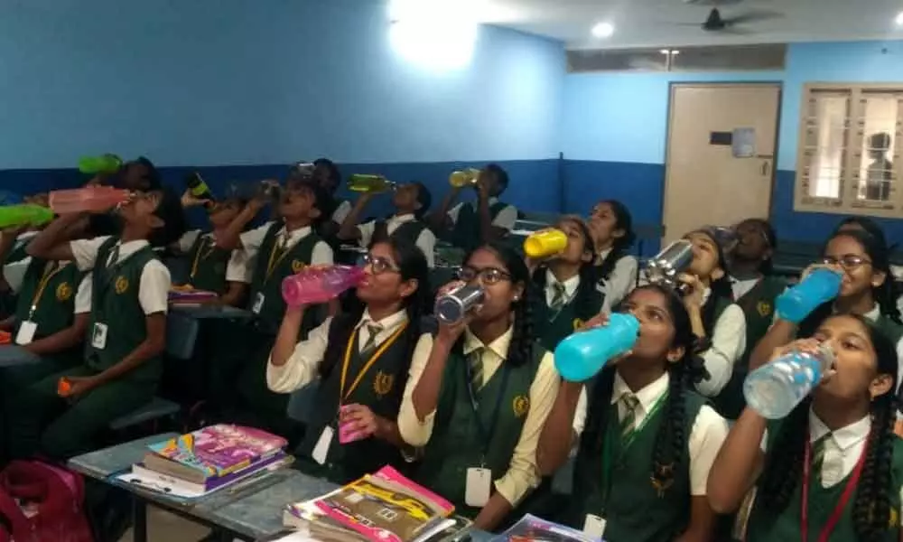 Khammam: Triveni School implements Water Bell Initiative