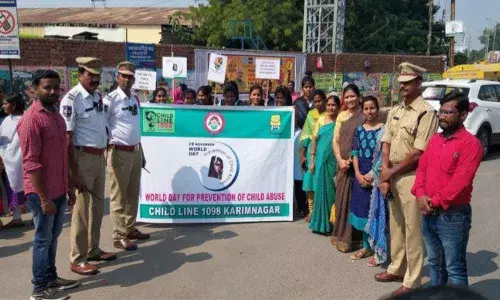 Rally held on World Day for Prevention of Child Abuse in Karimnagar