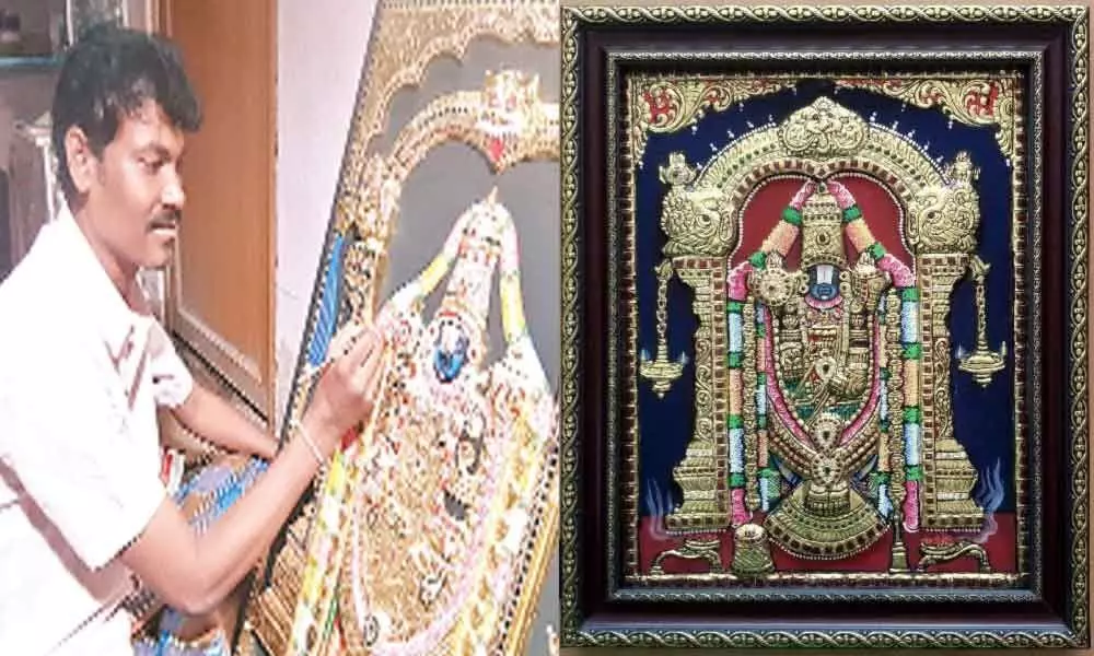 Tirupati-based artist an expert in Thanjavur paintings