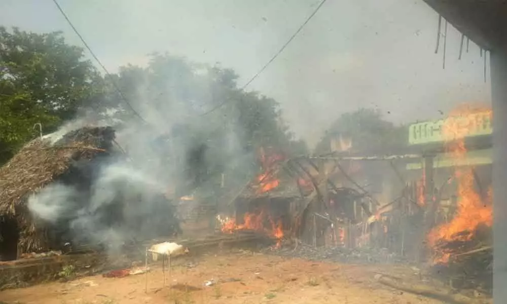 Vizianagaram: Four thatched houses gutted in massive fires