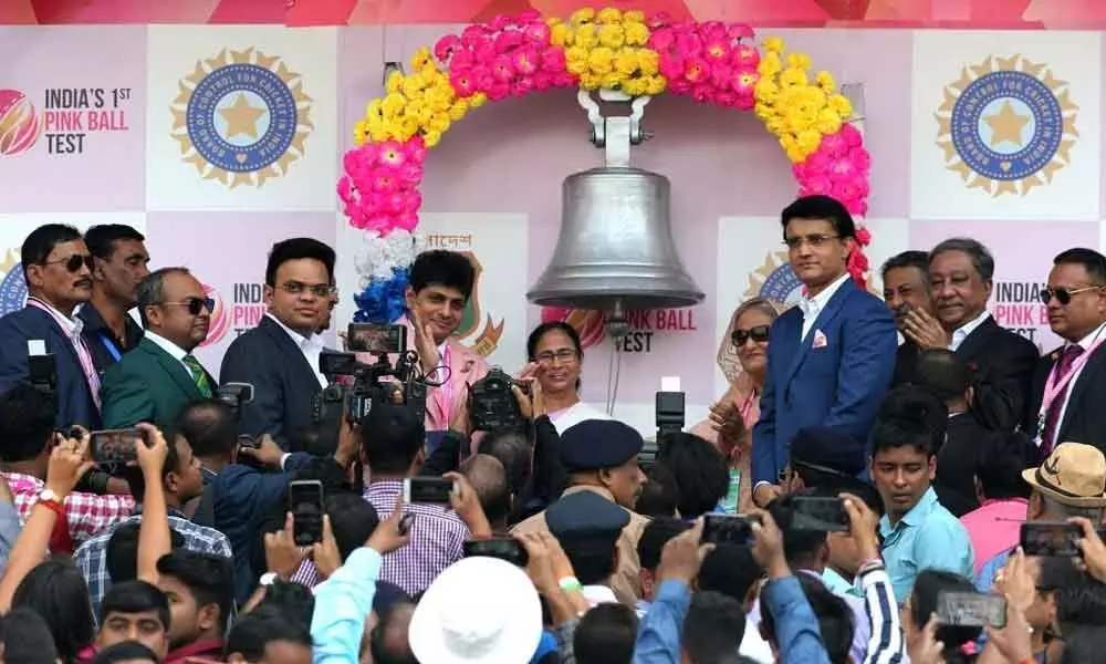 Watch: Bangladesh PM West Bengal Chief Minister ring the bell at Eden Gardens to flag off the pink Test
