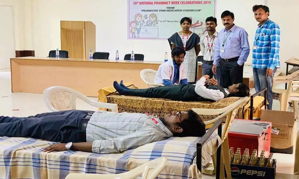 GIET Pharmacy School holds blood donation camp in Rajamahendravaram