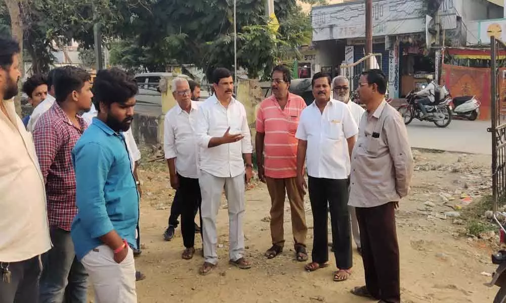 Corporator Jupally Satyanarayana inspects park works