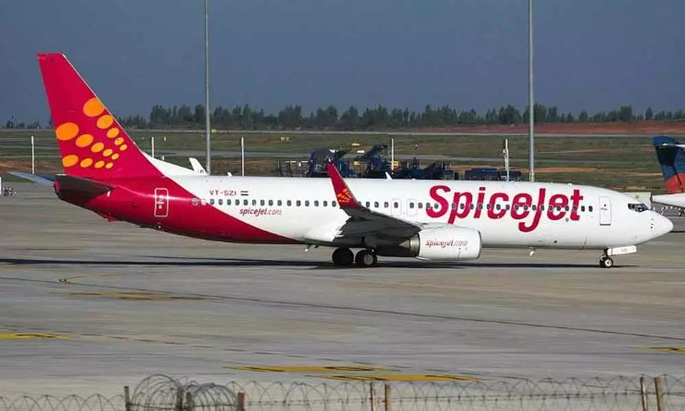 Spice jet tyre burst while landing at Tirupati airport