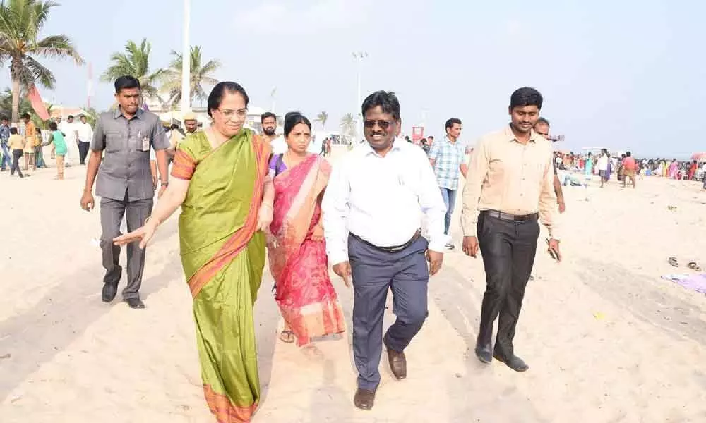 CS Nilam Sawhney visits Suryalanka beach in Guntur