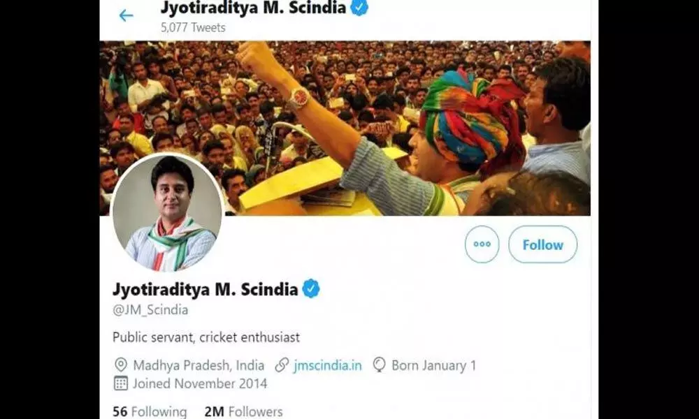 Updated my Twitter bio on peoples advice: Scindia refutes rumours of quitting Cong