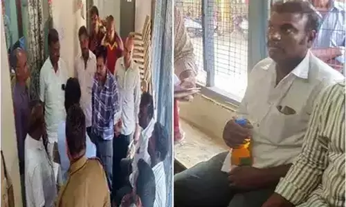 Officials panic after a farmer arrives at MRO office with Petrol in Mangalagiri