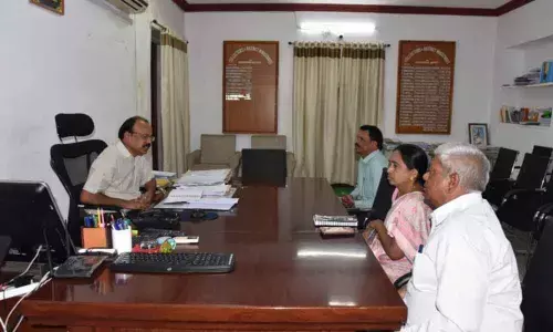 Nizamabad: Collector M Ram Mohan Rao conducts an inquiry into food poisoning incident at tribal college