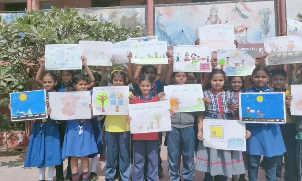 Hyderabad: Painting competition held for government school children