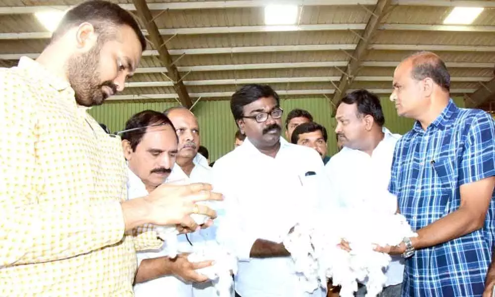 Transport Minister inspects cotton, paddy procurement centres in Khammam