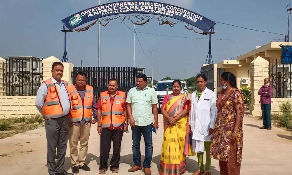 Corporator Cheruku Sangeetha, official visit animal care centre in  Fathullaguda
