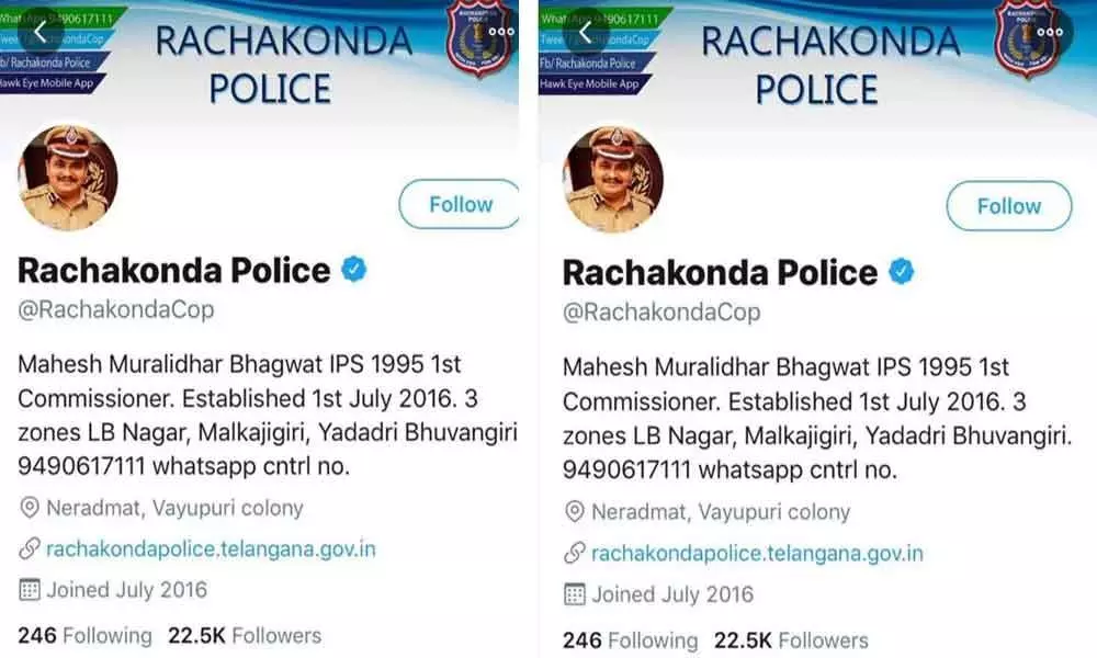 Rachakonda cops twitter handle termed authentic