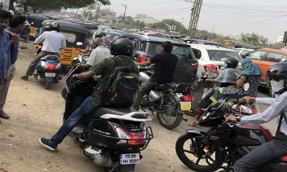 Traffic chaos reigns during peak hours at Nallagandla junction