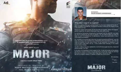 Adivi Sesh, the lead actor of Major, dedicates a heart-warming message to Major Sandeep Unnikrishnan