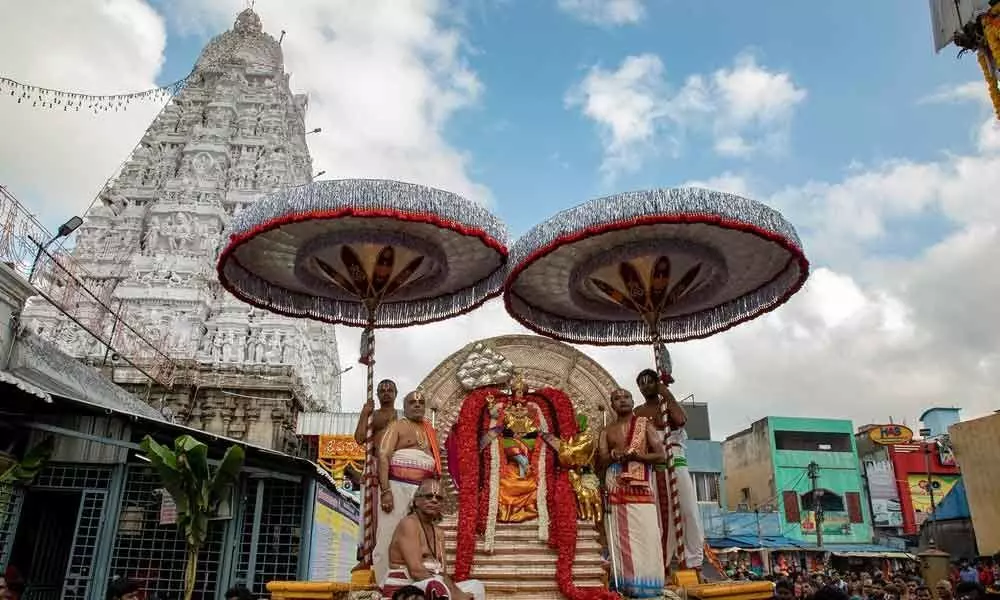 Goddess gives darshan as Govardhanagiridhari in Tirupati