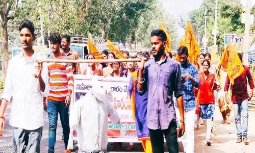 Warangal: Students, leaders stage protest over growing crimes against women