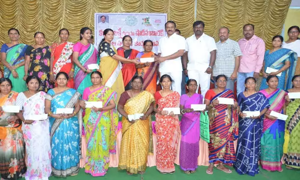 MLA Devireddy Sudheer Reddy distributes wedding cheques in Gaddiannaram
