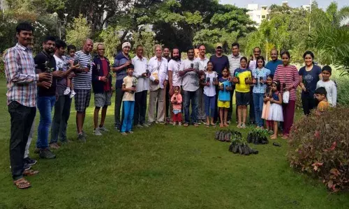Residents exchange plastic for saplings