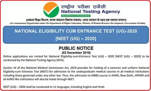 NEET 2020 Notification Released; Get all the details here